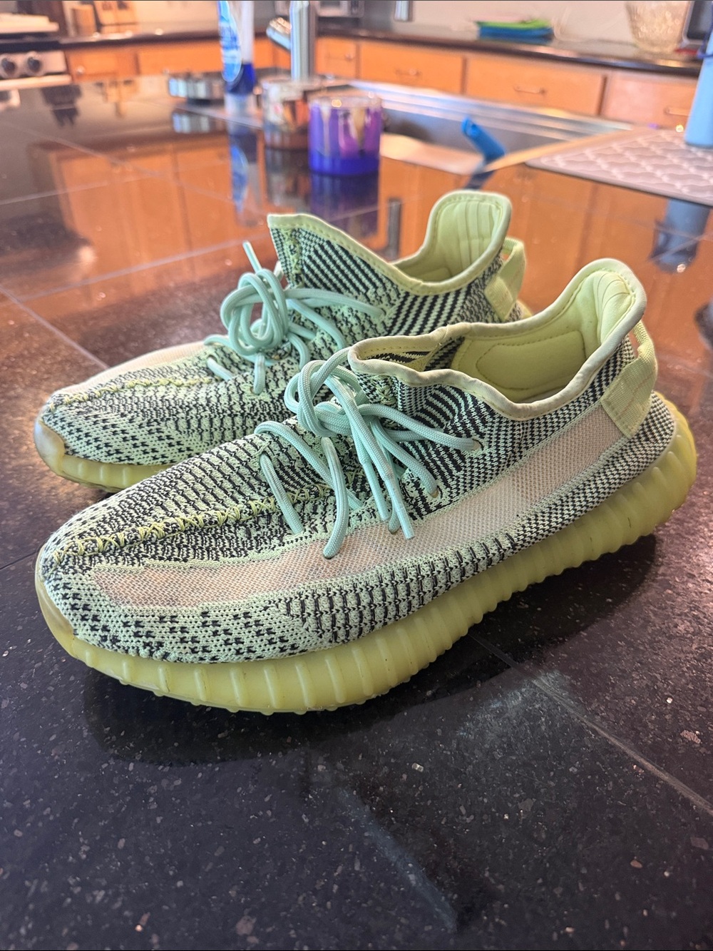 Yeezy Boost 350 V2 Neon Green Knit Sneakers